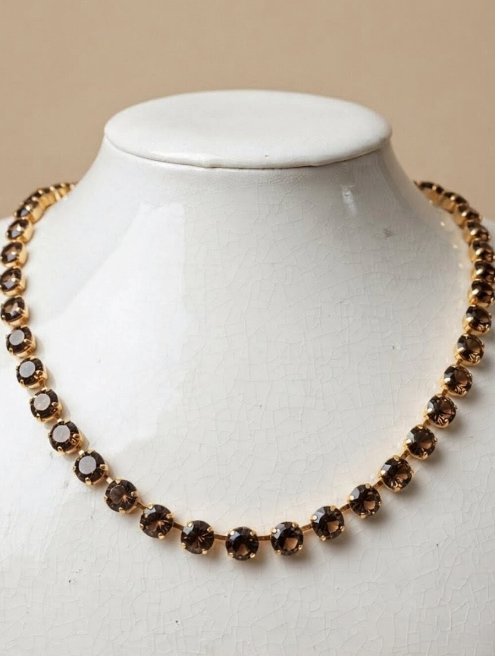 Genuine Smoky Quartz 52.4 Carats Necklace & Earrings In 14 Gold Plated Or Silver
